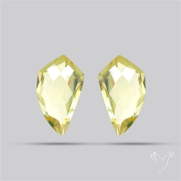 Faceted Green Gold Lemon Quartz Pair