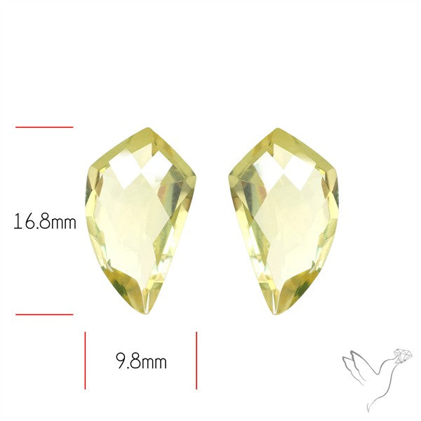 Faceted Green Gold Lemon Quartz Pair