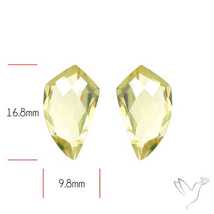 Faceted Green Gold Lemon Quartz Pair