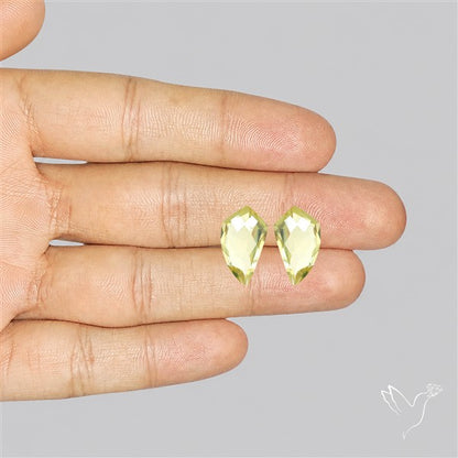 Faceted Green Gold Lemon Quartz Pair