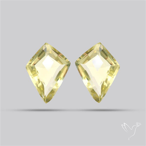 Faceted Green Gold Lemon Quartz Pair