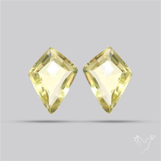 Faceted Green Gold Lemon Quartz Pair