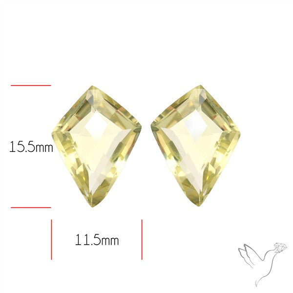 Faceted Green Gold Lemon Quartz Pair