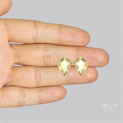Faceted Green Gold Lemon Quartz Pair