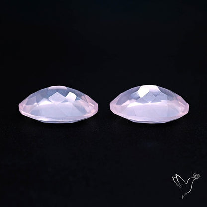 Brazilian Rose Quartz Pair Faceted Fine Gemstone