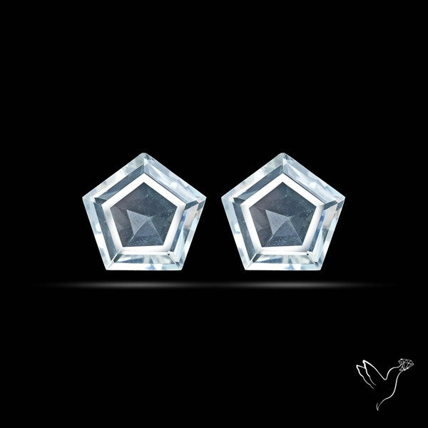 Himalayan Quartz Pair Faceted Fine Clear Crystal Quartz