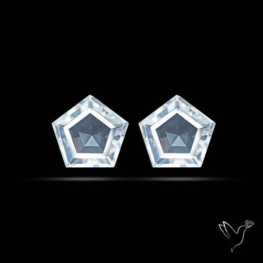 Himalayan Quartz Pair Faceted Fine Clear Crystal Quartz