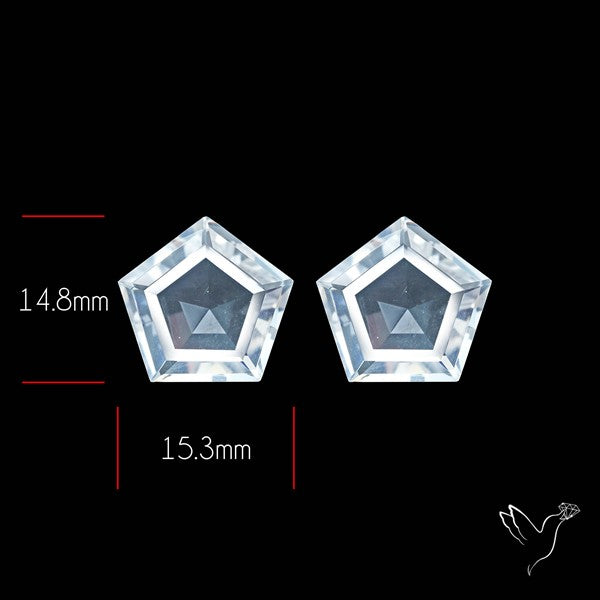 Himalayan Quartz Pair Faceted Fine Clear Crystal Quartz
