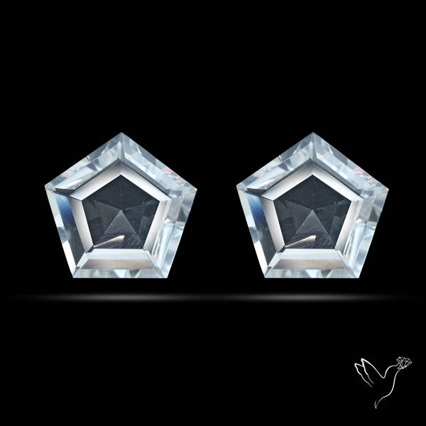 Himalayan Quartz Pair Faceted Fine Clear Crystal Quartz
