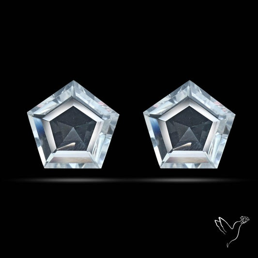 Himalayan Quartz Pair Faceted Fine Clear Crystal Quartz