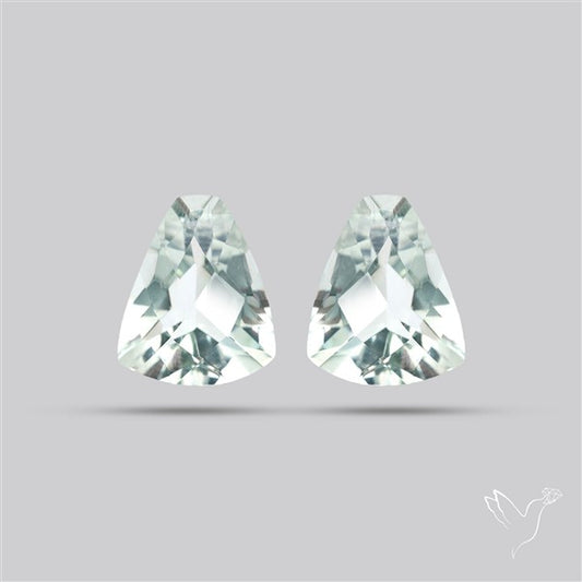 Prasiolites Pair Checkerboard Cut Faceted Fine Gemstone
