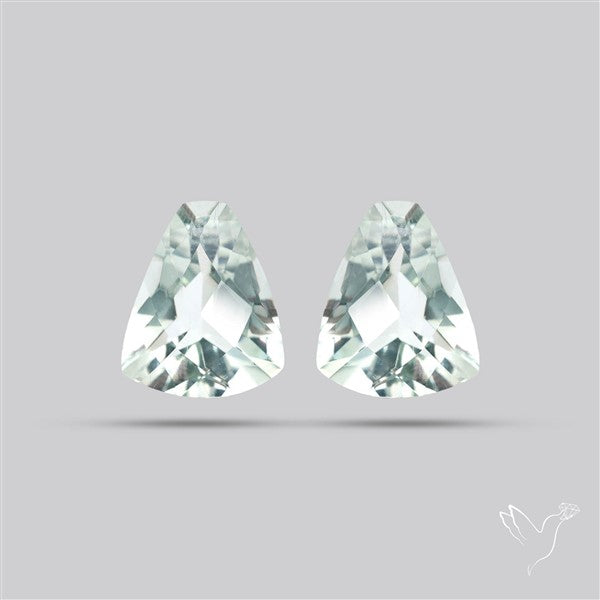 Prasiolites Pair Checkerboard Cut Faceted Fine Gemstone