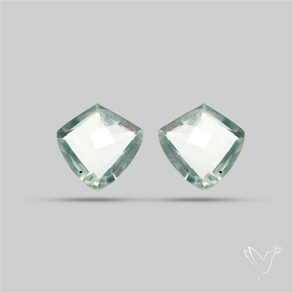 Prasiolites Pair Checkerboard Cut Faceted Fine Gemstone