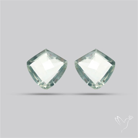 Prasiolites Pair Checkerboard Cut Faceted Fine Gemstone