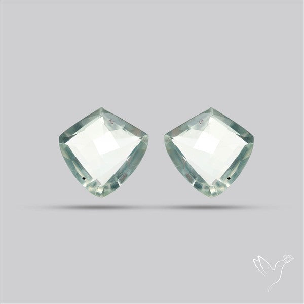 Prasiolites Pair Checkerboard Cut Faceted Fine Gemstone