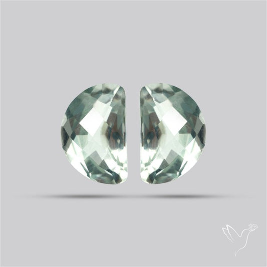 Prasiolites Pair Checkerboard Cut Faceted Fine Gemstone