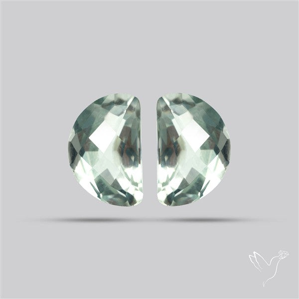 Prasiolites Pair Checkerboard Cut Faceted Fine Gemstone