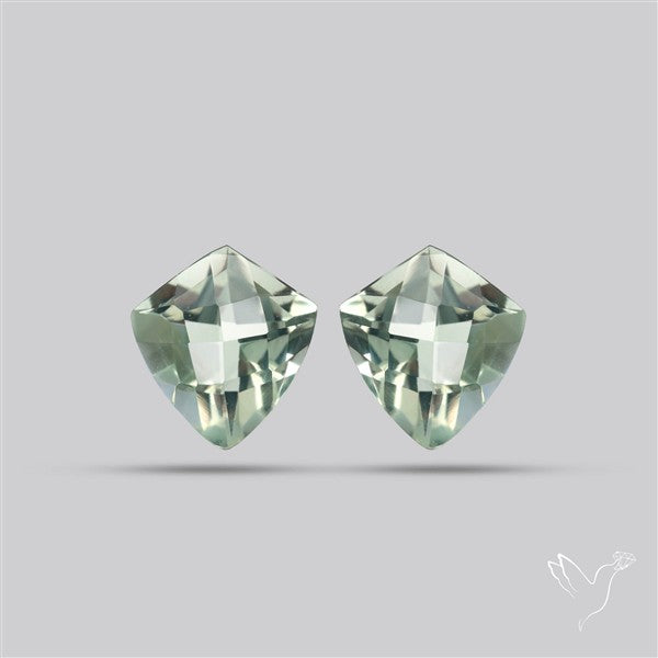 Prasiolites Pair Checkerboard Cut Faceted Fine Gemstone