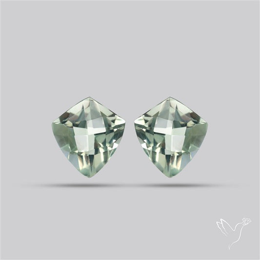 Prasiolites Pair Checkerboard Cut Faceted Fine Gemstone