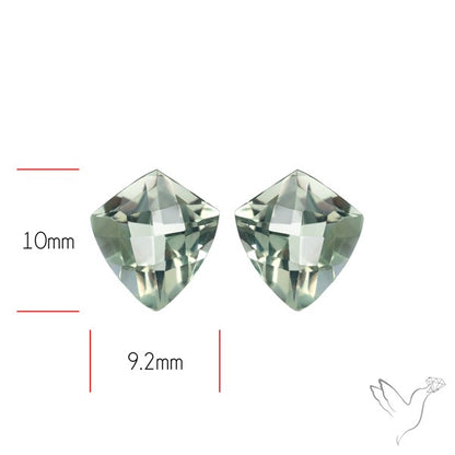 Prasiolites Pair Checkerboard Cut Faceted Fine Gemstone