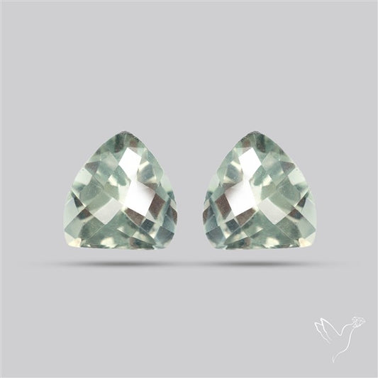 Prasiolites Pair Checkerboard Cut Faceted Fine Gemstone