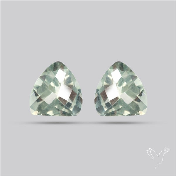 Prasiolites Pair Checkerboard Cut Faceted Fine Gemstone