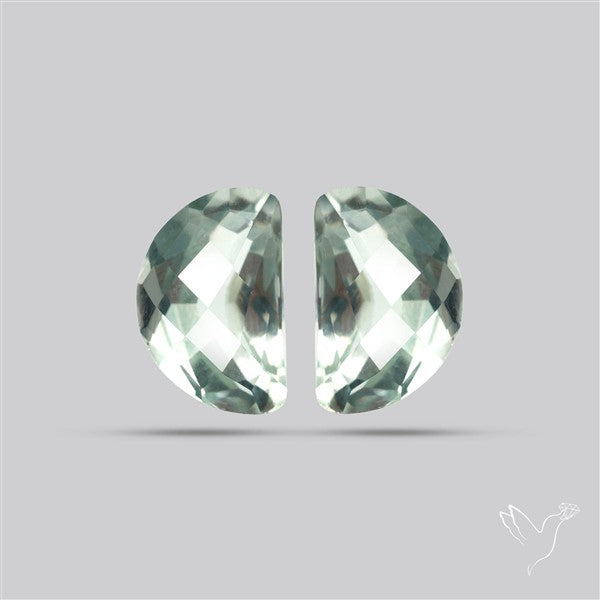 Prasiolites Pair Checkerboard Cut Faceted Fine Gemstone