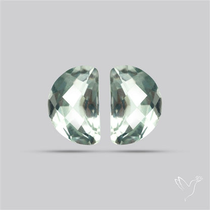 Prasiolites Pair Checkerboard Cut Faceted Fine Gemstone