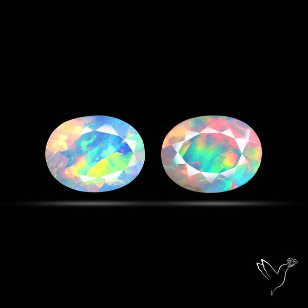 AAA Ethiopian Opal Faceted Pair Fine Gemstone