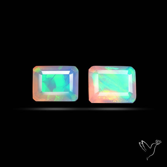 AAA Ethiopian Opal Faceted Pair Fine Gemstone