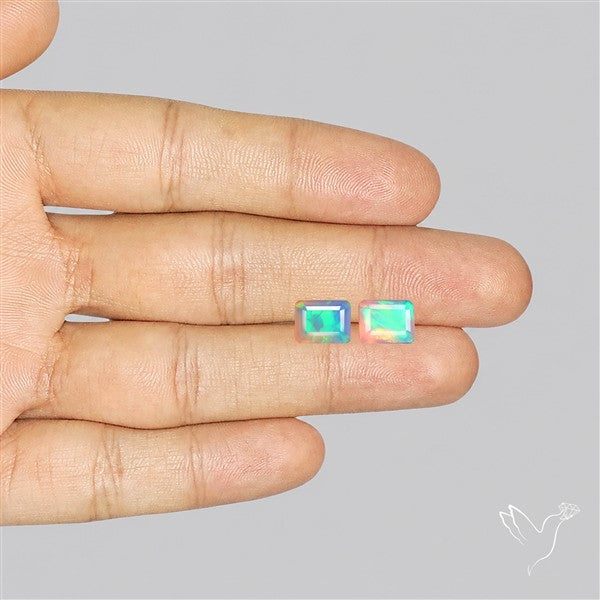AAA Ethiopian Opal Faceted Pair Fine Gemstone