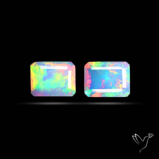AAA Ethiopian Opal Faceted Pair Fine Gemstone