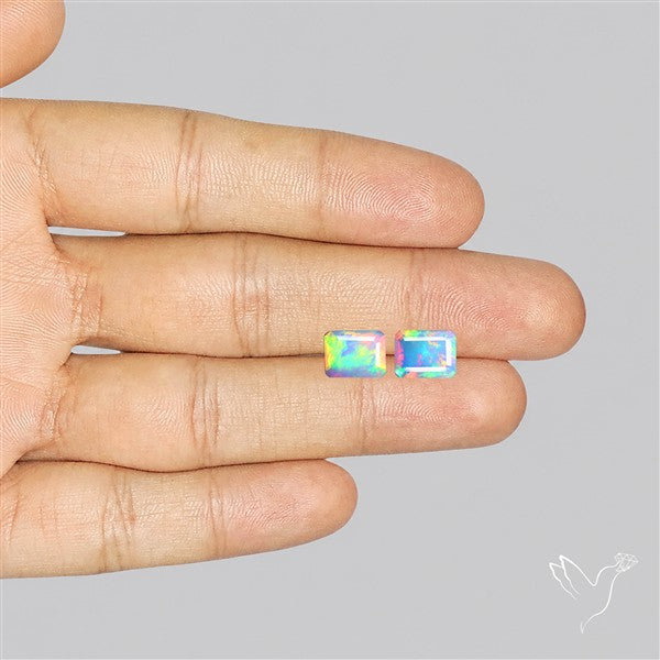 AAA Ethiopian Opal Faceted Pair Fine Gemstone