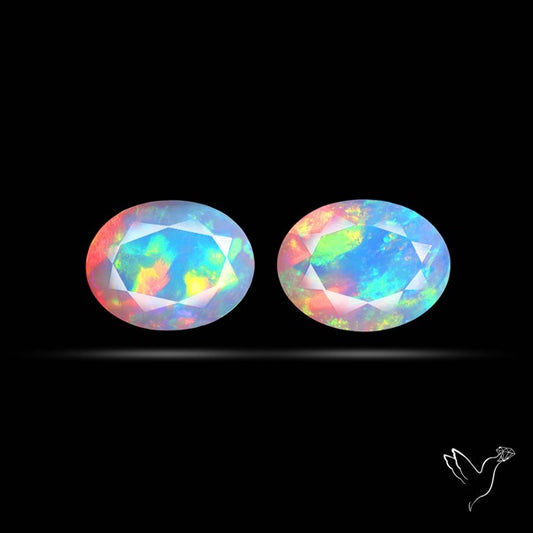 AAA Ethiopian Opal Faceted Pair Fine Gemstone