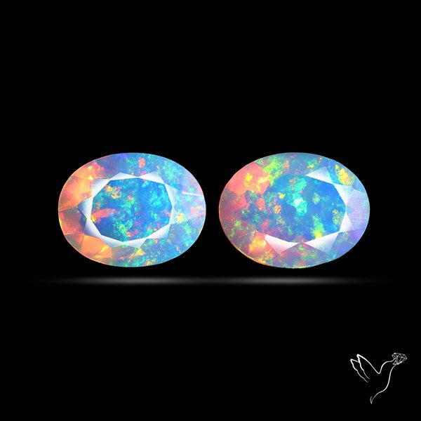 AAA Ethiopian Opal Faceted Pair Fine Gemstone