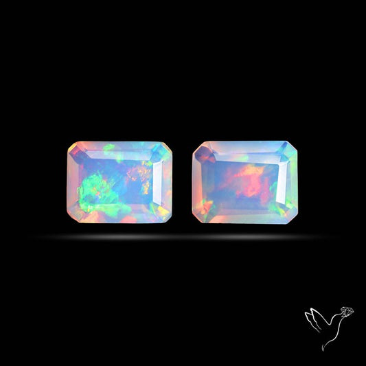 AAA Ethiopian Opal Faceted Pair Fine Gemstone