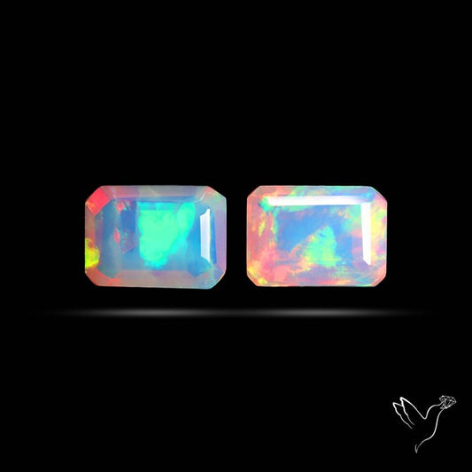 AAA Ethiopian Opal Faceted Pair Fine Gemstone