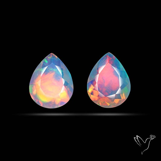 AAA Ethiopian Opal Faceted Pair Fine Gemstone