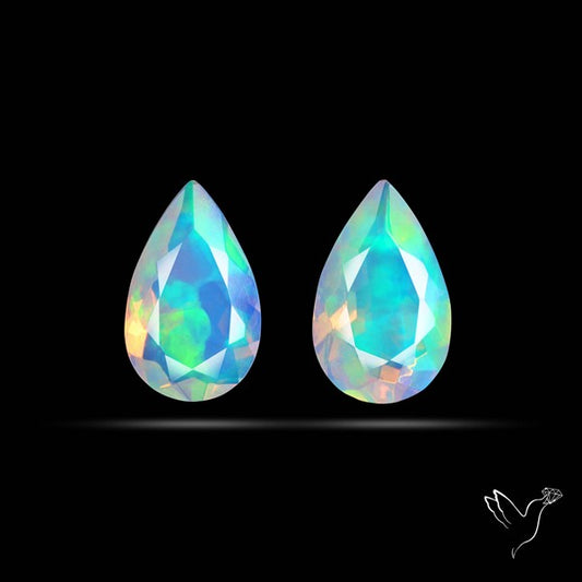 AAA Ethiopian Opal Faceted Pair Fine Gemstone