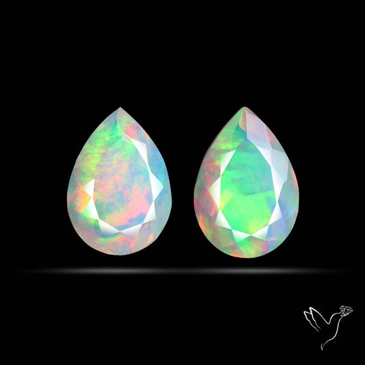 AAA Ethiopian Opal Faceted Pair Fine Gemstone