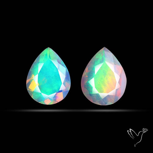 AAA Ethiopian Opal Faceted Pair Fine Gemstone