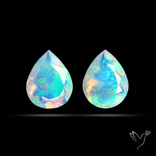 AAA Ethiopian Opal Faceted Pair Fine Gemstone