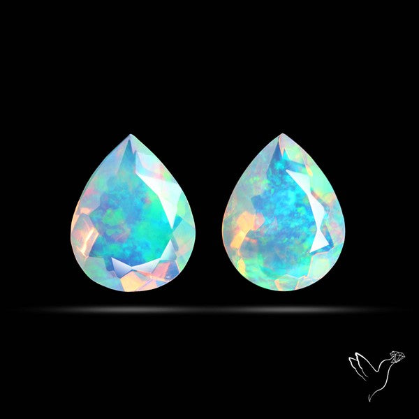 AAA Ethiopian Opal Faceted Pair Fine Gemstone