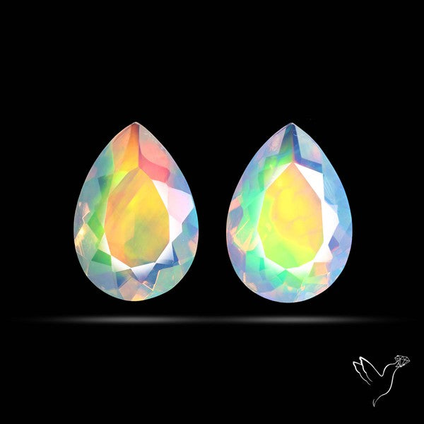 AAA Ethiopian Opal Faceted Pair Fine Gemstone