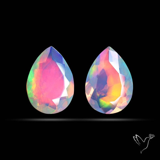 AAA Ethiopian Opal Faceted Pair Fine Gemstone