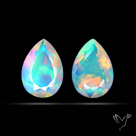 AAA Ethiopian Opal Faceted Pair Fine Gemstone