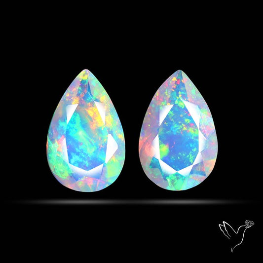 AAA Ethiopian Opal Faceted Pair Fine Gemstone