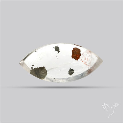Rare Pyrite and Iron Included Quartz Cabochon