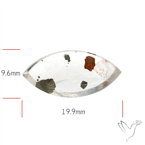 Rare Pyrite and Iron Included Quartz Cabochon