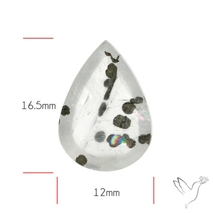 Rare Pyrite Included Quartz Cabochon with natural Rainbow Formation